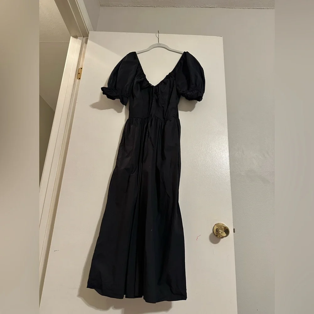 BLACK 100% Organic Cotton Poplin Midi Dress Quince - Picture 3 of 6